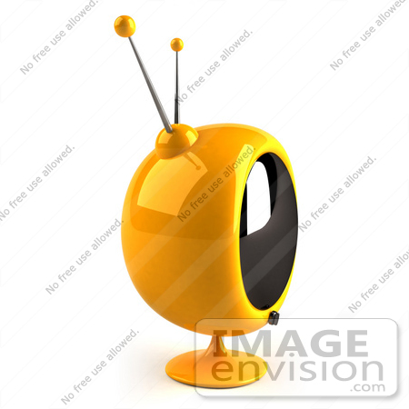#61069 Royalty-Free (RF) Illustration Of A 3d Round Yellow Retro Television - Version 5 by Julos