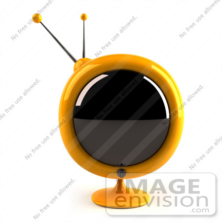 #61070 Royalty-Free (RF) Illustration Of A 3d Round Yellow Retro Television - Version 4 by Julos