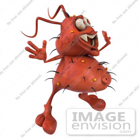 #61086 Royalty-Free (RF) Illustration Of A 3d Virus Mascot Jumping by Julos