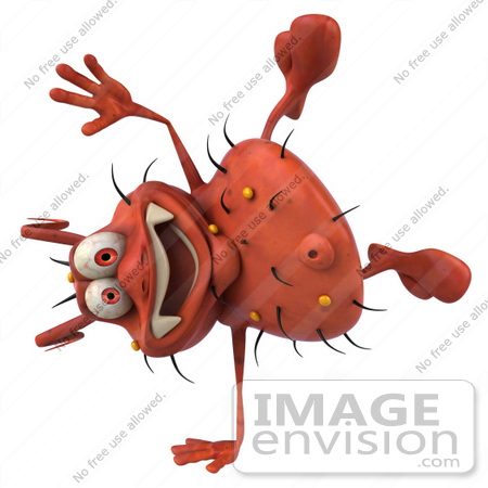 #61087 Royalty-Free (RF) Illustration Of A 3d Virus Mascot Doing A Hand Stand by Julos
