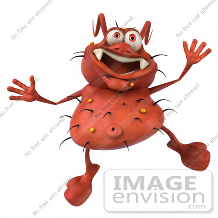 #61089 Royalty-Free (RF) Illustration Of A 3d Virus Mascot Jumping Happily by Julos