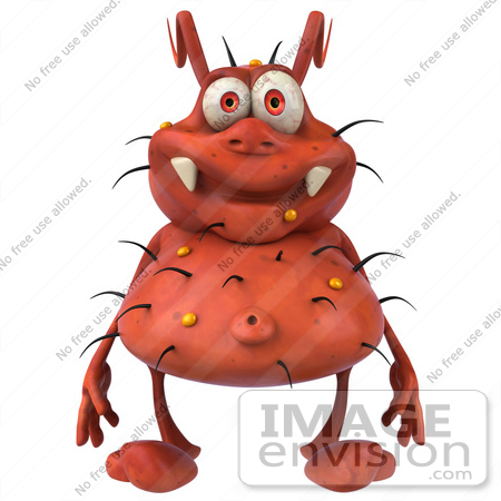 #61093 Royalty-Free (RF) Illustration Of A 3d Virus Mascot Standing And Facing Front by Julos