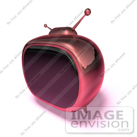 #61107 Royalty-Free (RF) Illustration Of A 3d Pink Square Retro Television - Version 8 by Julos