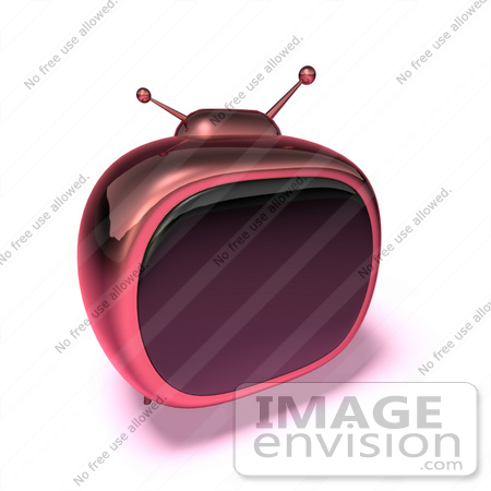 #61109 Royalty-Free (RF) Illustration Of A 3d Pink Square Retro Television - Version 7 by Julos