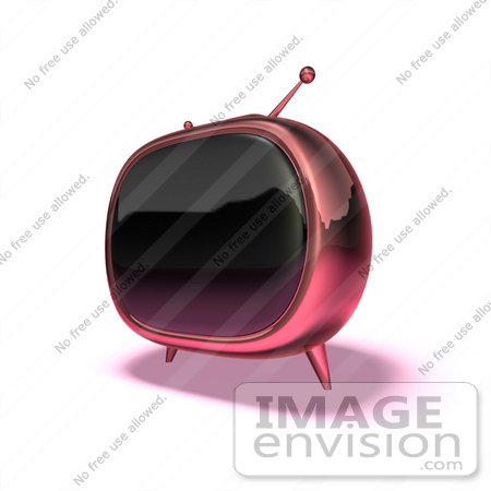 #61110 Royalty-Free (RF) Illustration Of A 3d Pink Square Retro Television - Version 6 by Julos