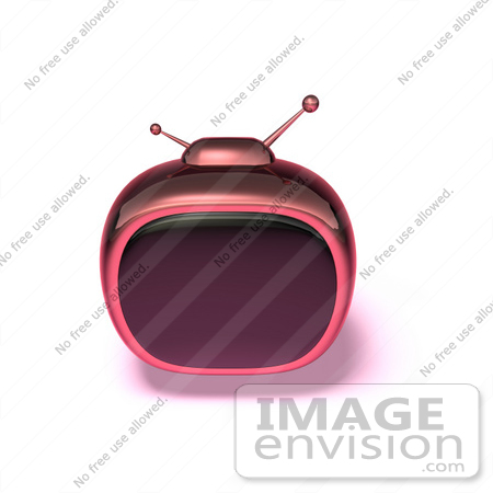 #61111 Royalty-Free (RF) Illustration Of A 3d Pink Square Retro Television - Version 9 by Julos
