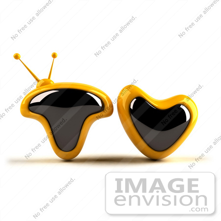 #61112 Royalty-Free (RF) Illustration Of A 3d Yellow Television Screen In The Shape Of TV - Version 1 by Julos