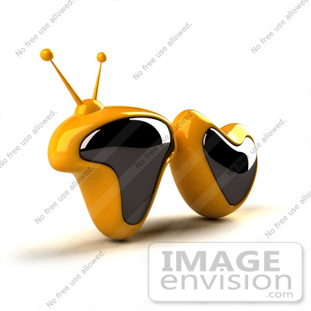 #61114 Royalty-Free (RF) Illustration Of A 3d Yellow Television Screen In The Shape Of TV - Version 2 by Julos