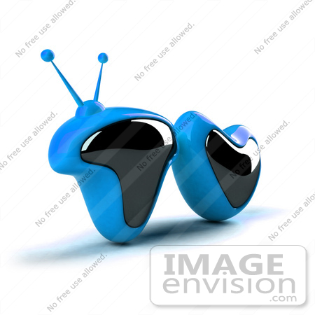 #61115 Royalty-Free (RF) Illustration Of A 3d Blue Television Screen In The Shape Of TV - Version 1 by Julos