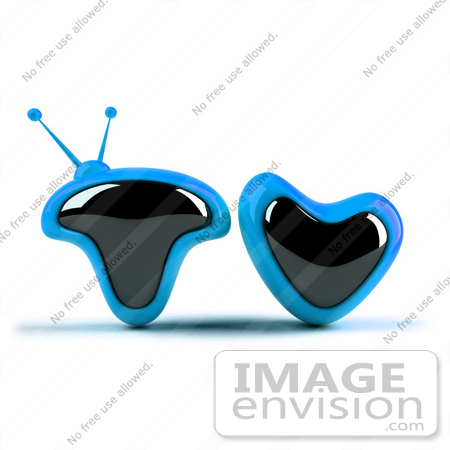 #61117 Royalty-Free (RF) Illustration Of A 3d Blue Television Screen In The Shape Of TV - Version 2 by Julos