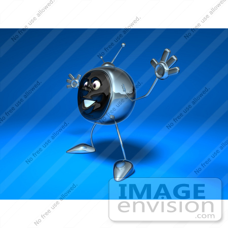 #61118 Royalty-Free (RF) Illustration Of A 3d Chrome Tv Character Holding His Arms Open - Version 3 by Julos