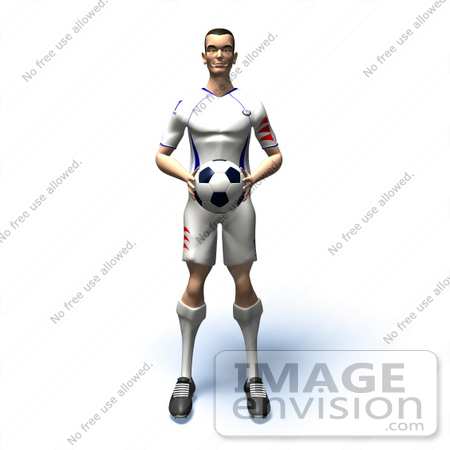 #61135 Royalty-Free (RF) Illustration Of A 3d Soccer Player Holding A Soccer Ball - Version 3 by Julos