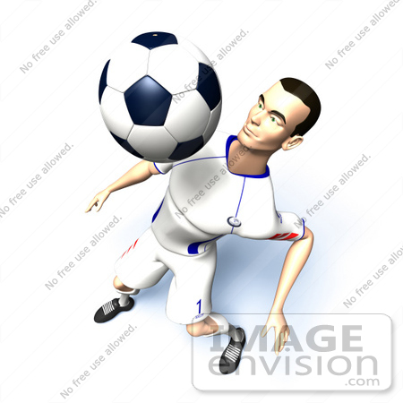 #61139 Royalty-Free (RF) Illustration Of A 3d Soccer Player Bouncing A Ball Off Of His Chest - Version 9 by Julos