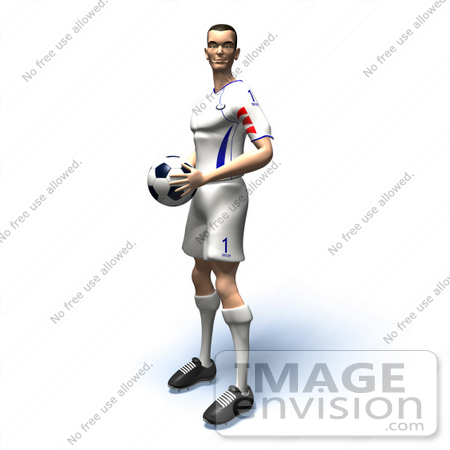 #61141 Royalty-Free (RF) Illustration Of A 3d Soccer Player Holding A Soccer Ball - Version 4 by Julos