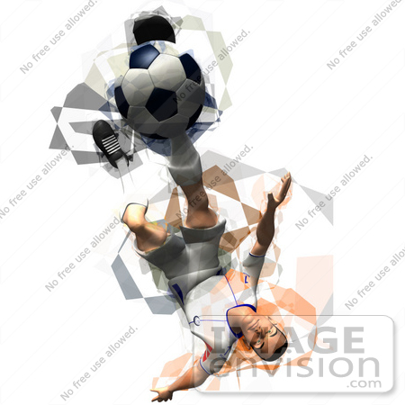 #61143 Royalty-Free (RF) Illustration Of A 3d Soccer Player Kicking A Soccer Ball - Version 33 by Julos