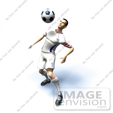 #61144 Royalty-Free (RF) Illustration Of A 3d Soccer Player Bouncing A Ball Off Of His Chest - Version 8 by Julos