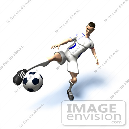 #61145 Royalty-Free (RF) Illustration Of A 3d Soccer Player Kicking A Soccer Ball - Version 18 by Julos