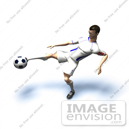 #61149 Royalty-Free (RF) Illustration Of A 3d Soccer Player Kicking A Soccer Ball - Version 19 by Julos