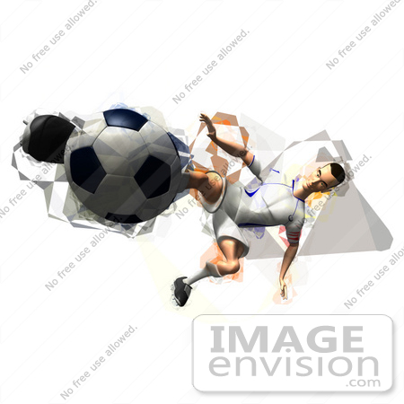 #61151 Royalty-Free (RF) Illustration Of A 3d Soccer Player Kicking A Soccer Ball - Version 34 by Julos