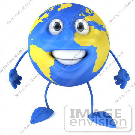 #61158 Royalty-Free (RF) Illustration Of A 3d Blue And Yellow Globe Mascot by Julos
