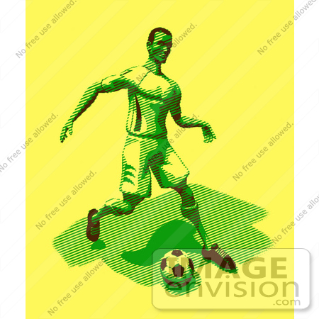 #61161 Royalty-Free (RF) Illustration Of A 3d Soccer Player Kicking A Soccer Ball - Version 27 by Julos