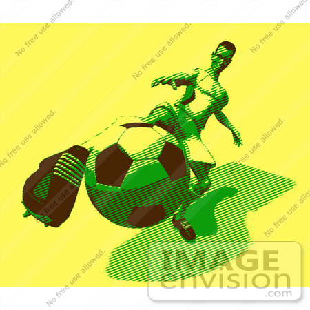 #61164 Royalty-Free (RF) Illustration Of A 3d Soccer Player Kicking A Soccer Ball - Version 22 by Julos
