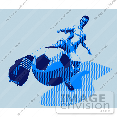 #61165 Royalty-Free (RF) Illustration Of A 3d Soccer Character Kicking A Soccer Ball - Version 21 by Julos
