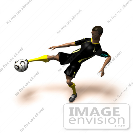 #61170 Royalty-Free (RF) Illustration Of A 3d Soccer Player Kicking A Soccer Ball - Version 14 by Julos