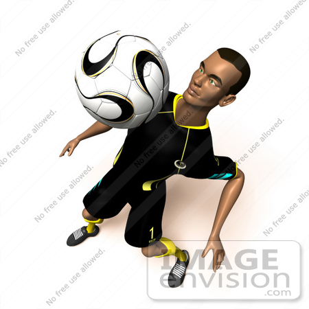 #61173 Royalty-Free (RF) Illustration Of A 3d Soccer Player Bouncing A Ball Off Of His Chest - Version 6 by Julos
