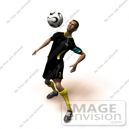 #61174 Royalty-Free (RF) Illustration Of A 3d Soccer Player Bouncing A Ball Off Of His Chest - Version 5 by Julos