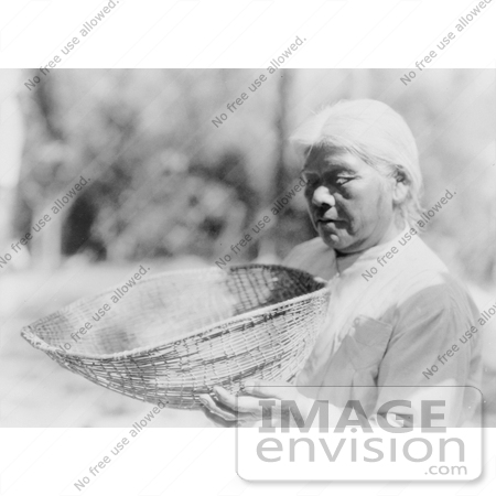 #6118 Miwok Woman Holding Sifting Basket by JVPD