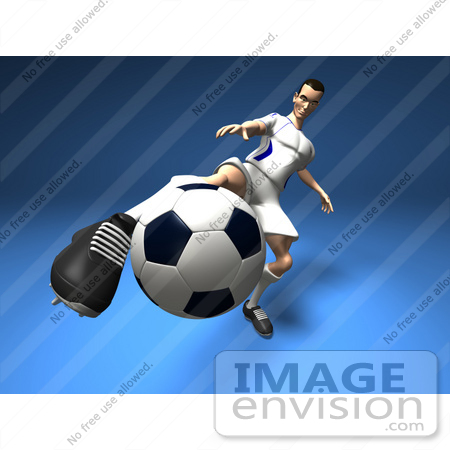 #61182 Royalty-Free (RF) Illustration Of A 3d Soccer Player Kicking A Soccer Ball - Version 8 by Julos