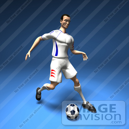 #61183 Royalty-Free (RF) Illustration Of A 3d Soccer Player Kicking A Soccer Ball - Version 5 by Julos
