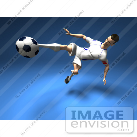 #61184 Royalty-Free (RF) Illustration Of A 3d Soccer Player Kicking A Soccer Ball - Version 9 by Julos