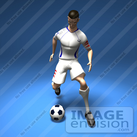 #61186 Royalty-Free (RF) Illustration Of A 3d Soccer Player Kicking A Soccer Ball - Version 4 by Julos
