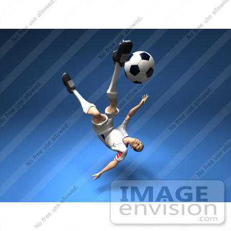 #61187 Royalty-Free (RF) Illustration Of A 3d Soccer Player Kicking A Soccer Ball - Version 10 by Julos