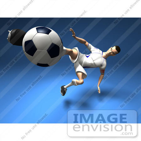 #61190 Royalty-Free (RF) Illustration Of A 3d Soccer Player Kicking A Soccer Ball - Version 12 by Julos