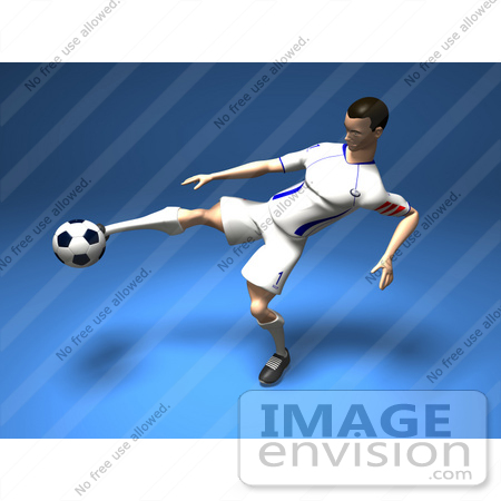 #61194 Royalty-Free (RF) Illustration Of A 3d Soccer Player Kicking A Soccer Ball - Version 7 by Julos
