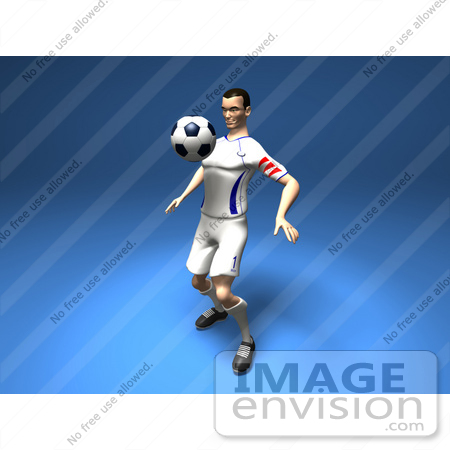#61195 Royalty-Free (RF) Illustration Of A 3d Soccer Player Bouncing A Ball Off Of His Chest - Version 2 by Julos