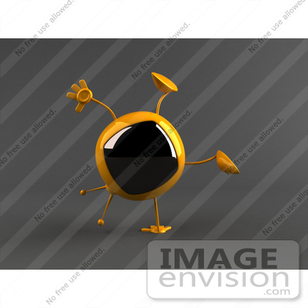 #61204 Royalty-Free (RF) Illustration Of A 3d Yellow Square TV Character Doing A Cartwheel - Version 2 by Julos