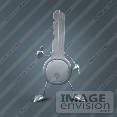 #61212 Royalty-Free (RF) Illustration Of A 3d Key Character Holding His Thumb Up by Julos