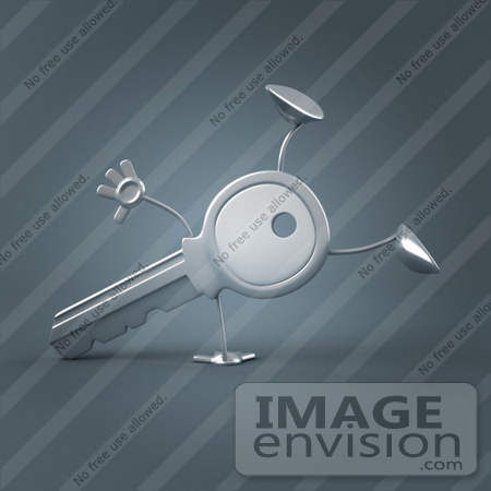 #61217 Royalty-Free (RF) Illustration Of A 3d Key Character Doing A One Armed Hand Stand by Julos