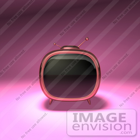 #61222 Royalty-Free (RF) Illustration Of A 3d Pink Retro TV - Version 1 by Julos