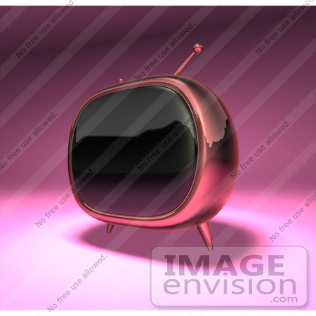 #61223 Royalty-Free (RF) Illustration Of A 3d Pink Retro TV - Version 2 by Julos
