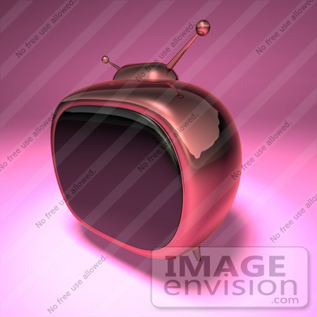 #61225 Royalty-Free (RF) Illustration Of A 3d Pink Retro TV - Version 4 by Julos