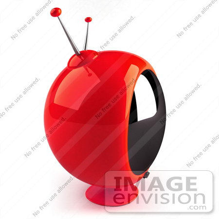 #61232 Royalty-Free (RF) Illustration Of A 3d Red Round Retro TV by Julos