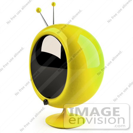#61234 Royalty-Free (RF) Illustration Of A 3d Yellow Round Retro Television - Version 8 by Julos