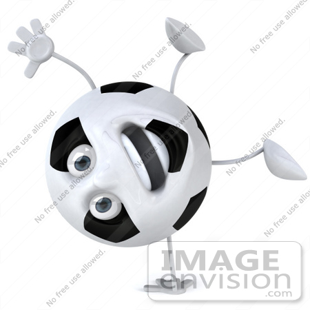 #61241 Royalty-Free (RF) Illustration Of A 3d Soccer Ball Character Doing A Hand Stand And Smiling by Julos