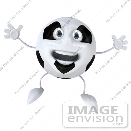 #61242 Royalty-Free (RF) Illustration Of A 3d Soccer Ball Character Smiling And Leaping by Julos