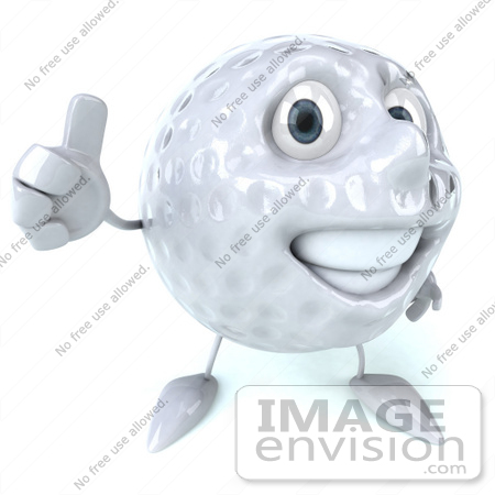 #61244 Royalty-Free (RF) Illustration Of A 3d Golf Ball Character Giving The Thumbs Up by Julos